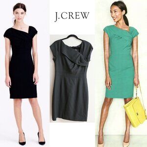 J. Crew Origami Wool Crepe Asymmetric Neck Sheath Cap Sleeve Dress Size 4